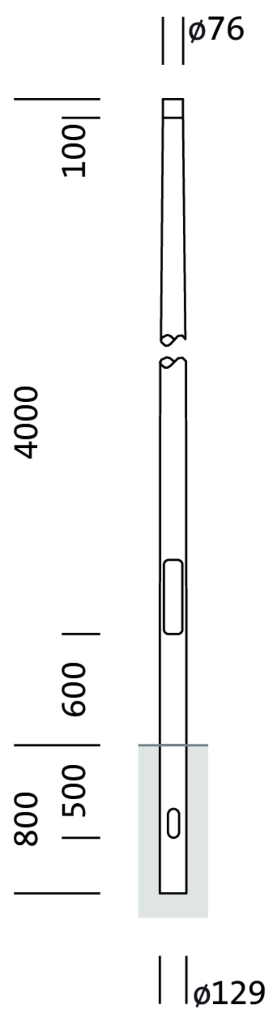 Mast, konisch rund, Siteco® eisenglimmer (DB 702S), 4,0m, Zopfmaß